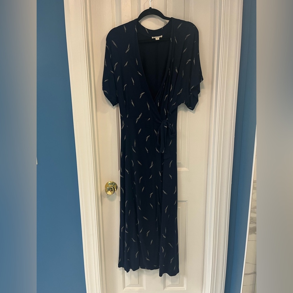 Whistles Navy Blue Printed Maxi Wrap Dress